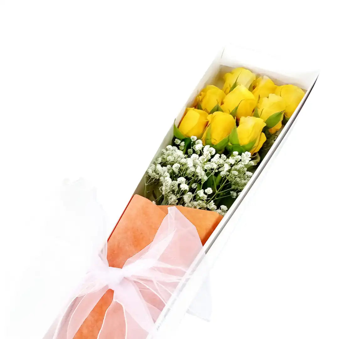 Caja de 9 Rosas Amarillas