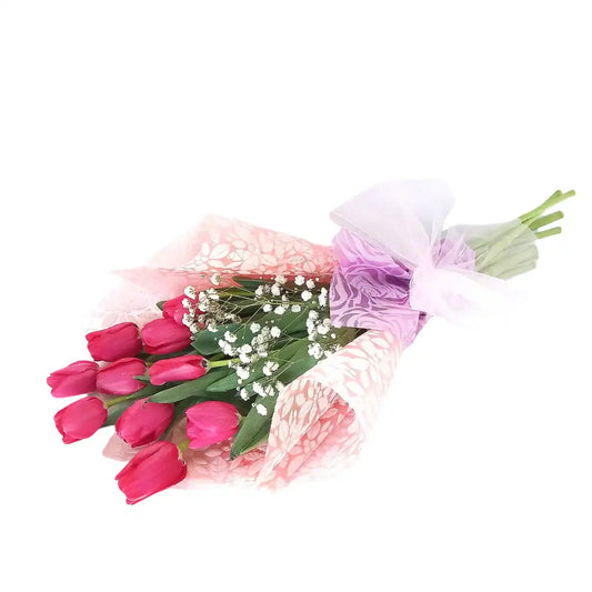 bouquet 10 Tulipanes Fucsias