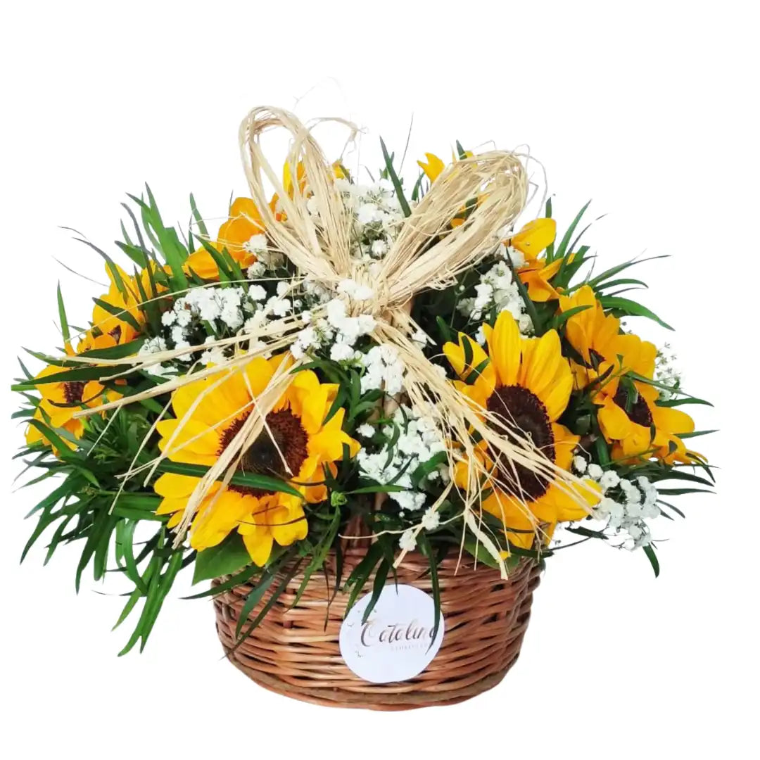 Canasto mimbre 12 Girasoles