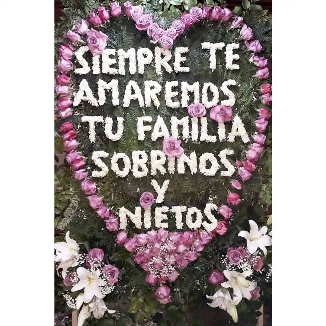 Gran Cuadro Escrito Fúnebre Corazón de Rosas