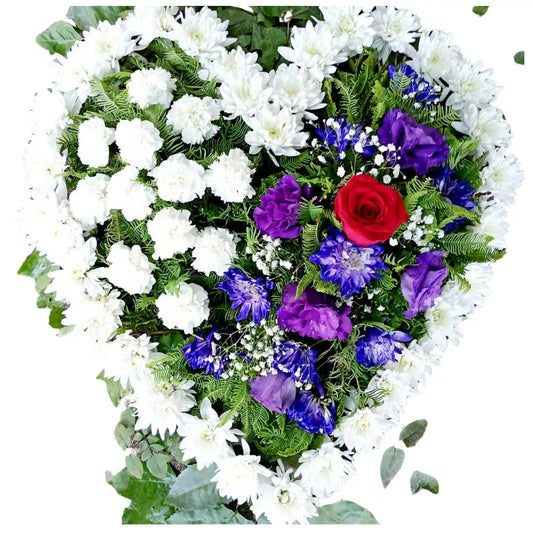 Corona Corazón Flores Tonos Morados