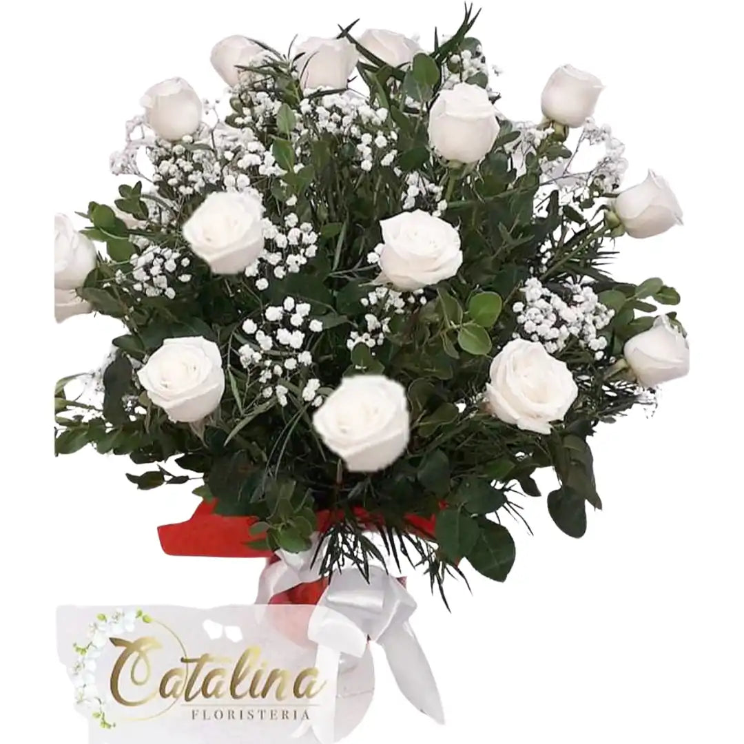 Gran Florero Copón 20 Rosas Blancas
