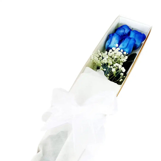 Caja de 4 Rosas Azules