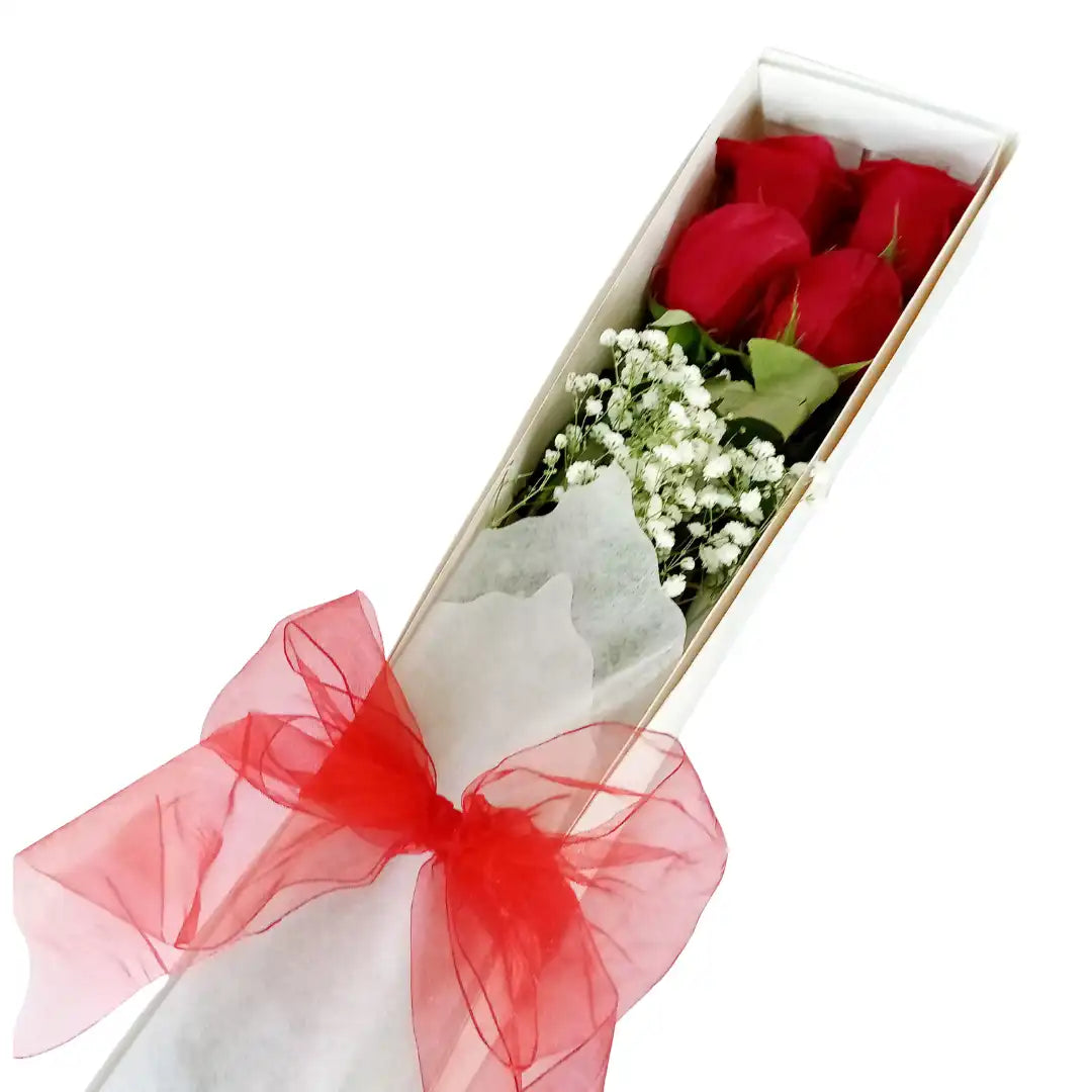 Caja de 4 Rosas Rojas